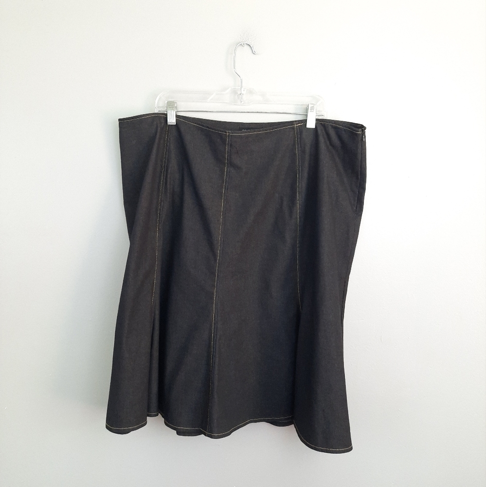 Courtenay Black Denim Flared Hem Skirt